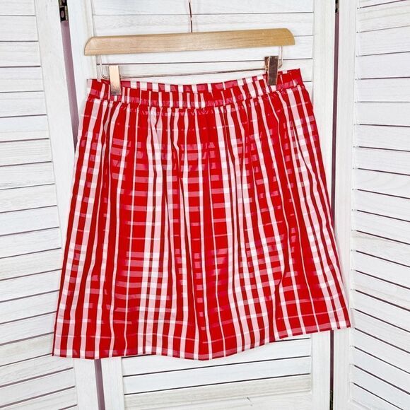 Vineyard Vines Girls Gingham Check Silk Blend Taffeta Skirt Red White XL - Picture 9 of 13